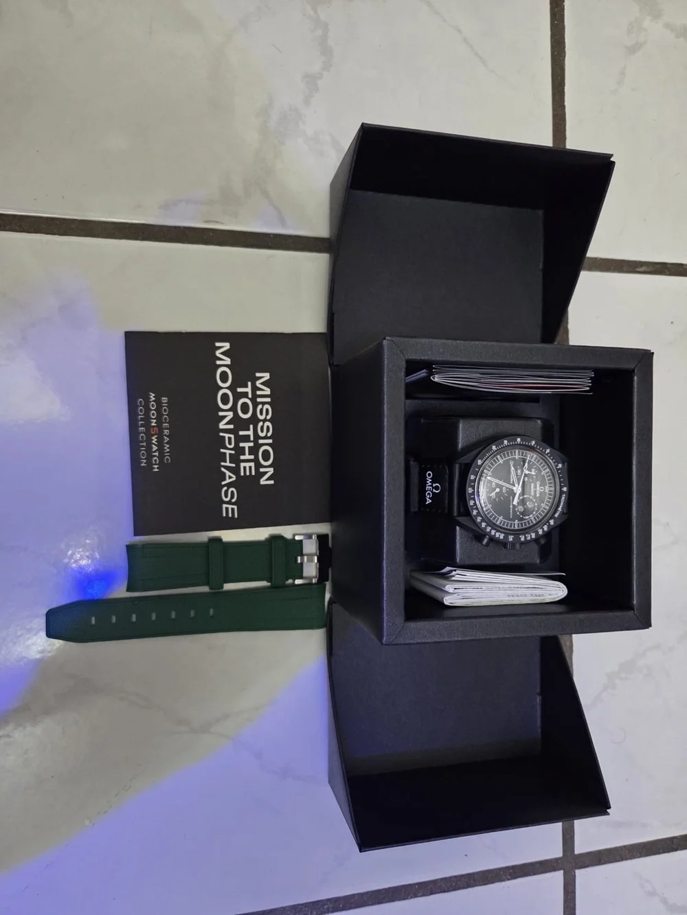 Omega X Swatch MoonSwatch Men’s Black Chronograph Watch (Snoopy)